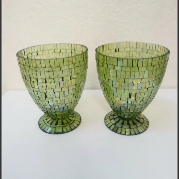 Crate & Barrel Mosaic Glass Hurricane Candle - Picture 1 of 5